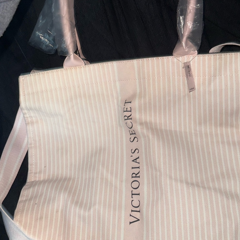 Victoria's Secret Soft Pink Striped Tote